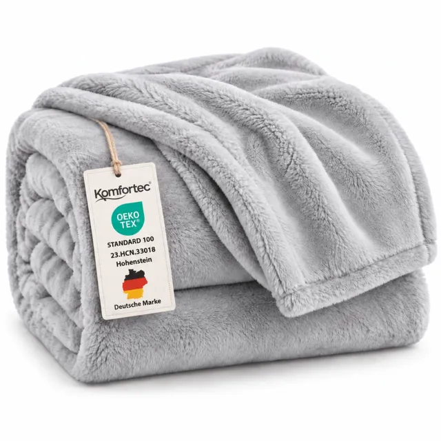 Komfortec Fleece Deken - Met kasjmier gevoel - Plaid - Fleece Plaid - Fleece Dekens - Fleece Deken 130x150 cm – Super Zacht – Zilver