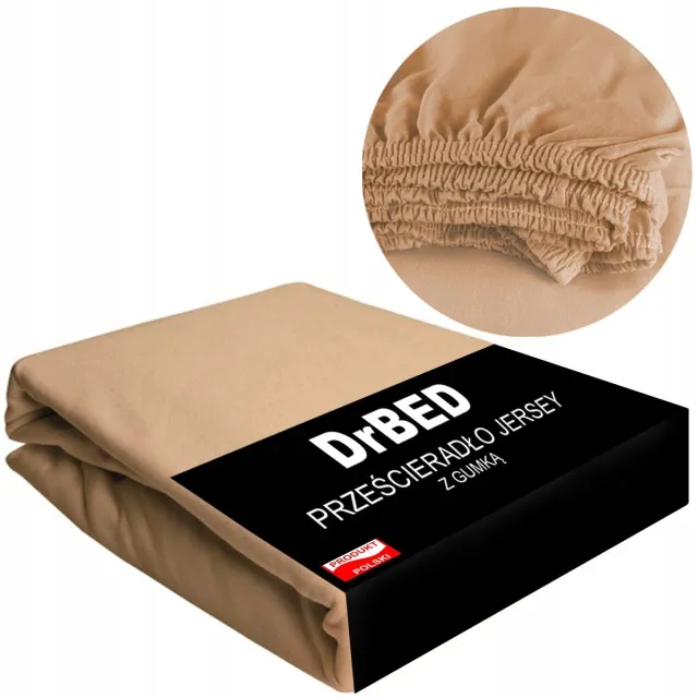 DrBED Jersey Hoeslaken - 140x200 - Elastisch - Beige - Ademend