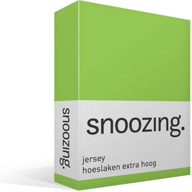 Snoozing Jersey - Hoeslaken Extra Hoog - 100% gebreide katoen - 140x200 cm - Lime