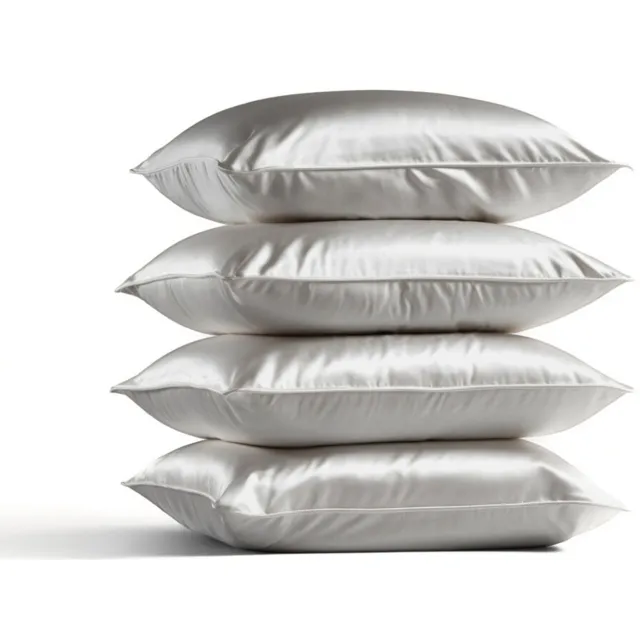 Silk Heaven 4x Zijden Kussensloop 45x65cm Maanlicht Hotelsluiting 22 Momme - Kussensloop set - Luxe Silk Kussensloop 100% moerbei zijde - Zijde kussensloop - Silk Heaven - 45x65cm (voor ergonomische kussens 40x60cm) / Hotelsluiting Zilver