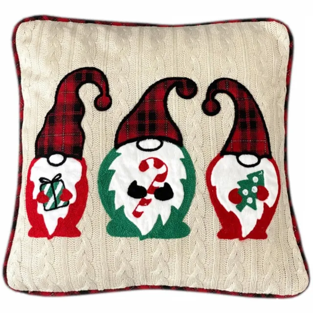 DeHome Kerstkussenhoes 40x40 cm Dwergen Beige met Geborduurde Details