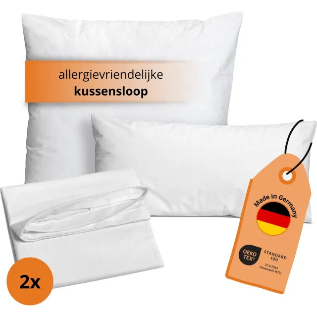Sleepling Evolon Encasing - kussensloop 40x60 cm 2-delige set - allergievriendelijke hoes voor hoofdkussen - kussenbeschermer tegen mijten en huisstof - wasbaar op 95 graden, kookvast - Made in Germany - 40 x 60 cm - wit