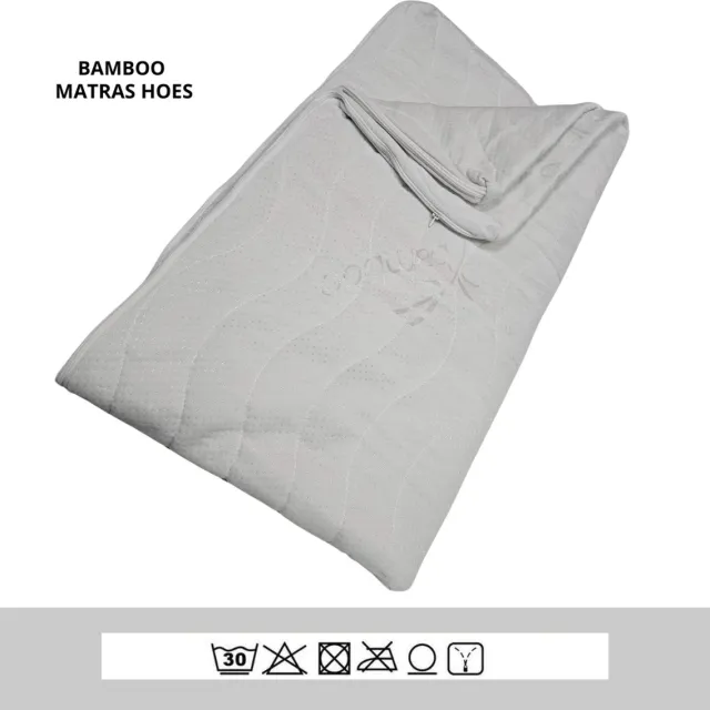 Nobel Bedden Topper Topdek Bamboo matrashoes matrastijk 140x200 met rits 6 - 9cm kern Wit
