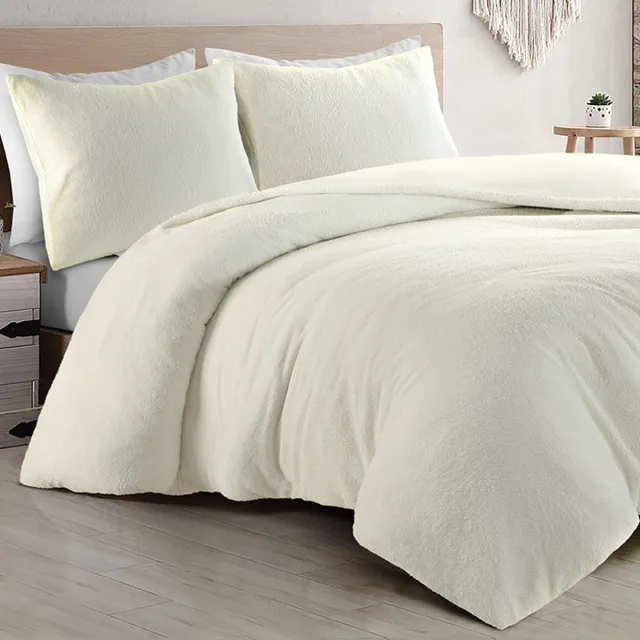 Zavelo Teddy Comfort Dekbedovertrek Creme-2-persoons (200 x 200/220 cm) Ecru