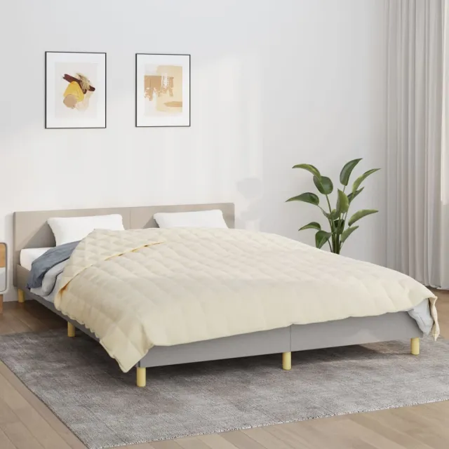 vidaXL Verzwaringsdeken 200x220 cm 13 kg stof lichtcrèmekleurig crème, foto 2