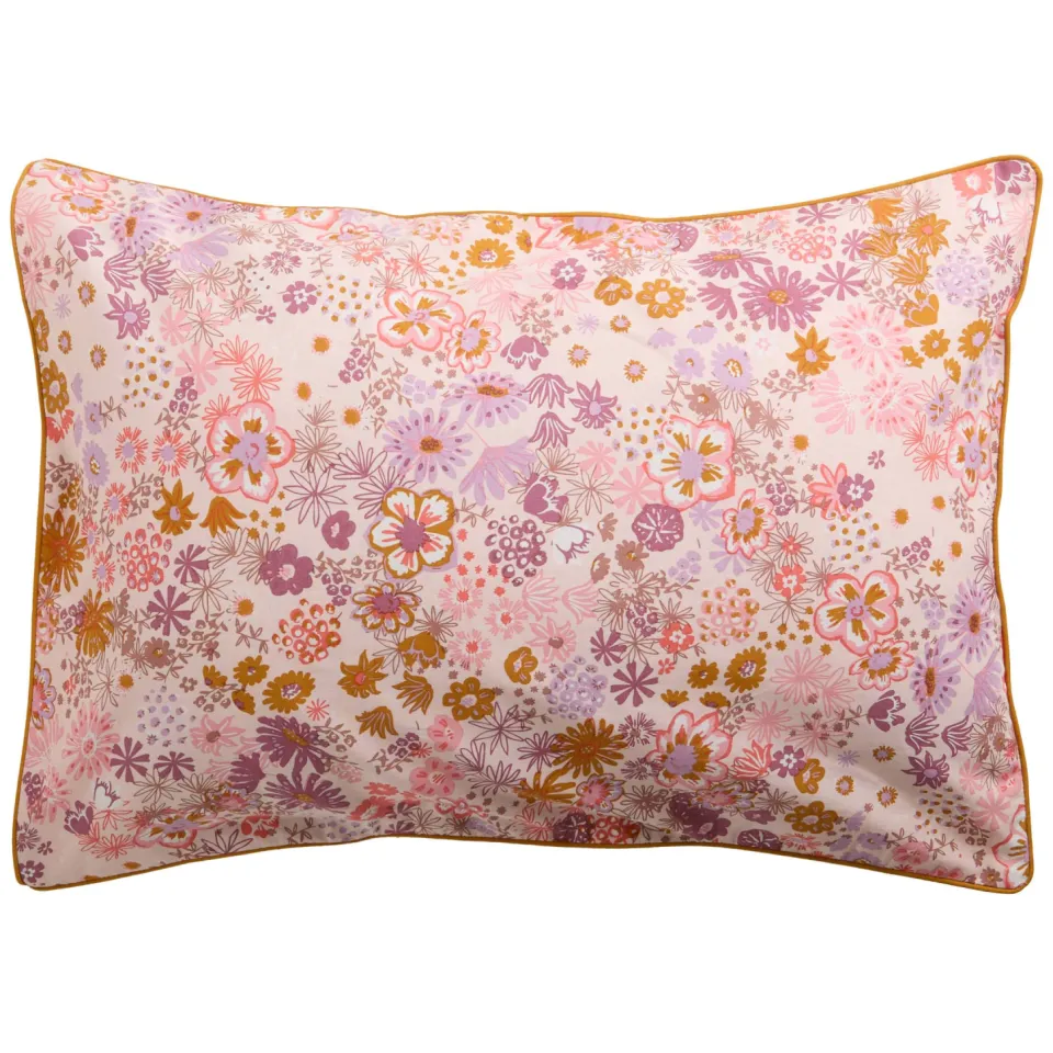 NOUS Living katoenen gebloemde kussensloop roze