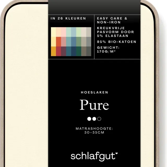 schlafgut Pure Bio Katoen Jersey Hoeslaken M - 120x200 - 130x220 132 Yellow Light