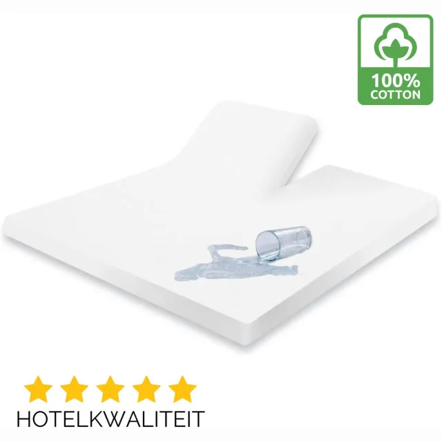 Droomtextiel Splittopper Molton Matrasbeschermer Waterdicht - 140x200 cm - 100% Katoen - Incontinentie Molton Wit