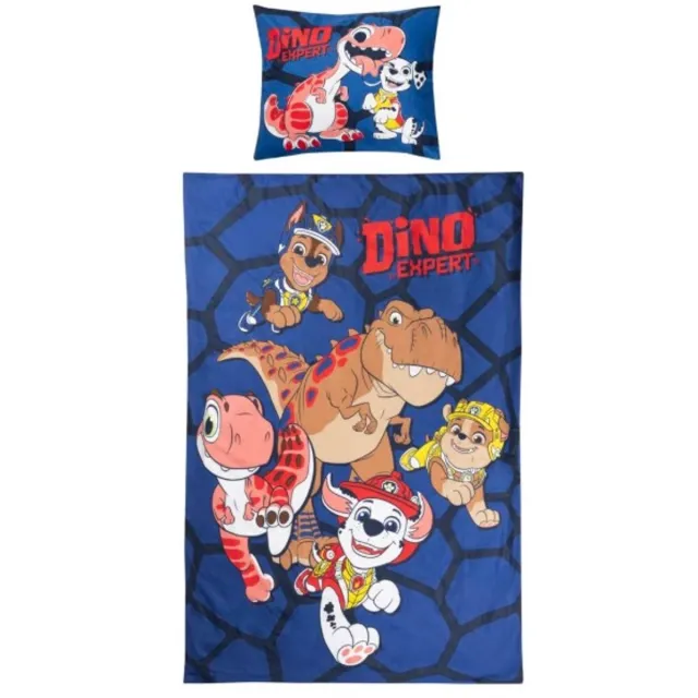 PAW Patrol dino dekbedovertrek - 1 persoons - 140x200cm - met kussensloop - paw patrol - blauw