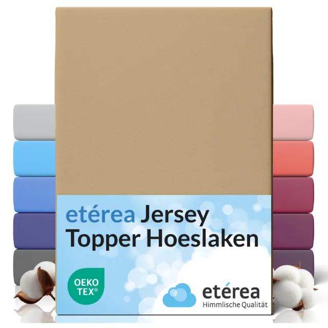 etérea Himmlische Qualität etérea Topper Jersey Hoeslaken 180x200 - 200x200 cm Oekotex Made in Green - 100% katoen - Taupe