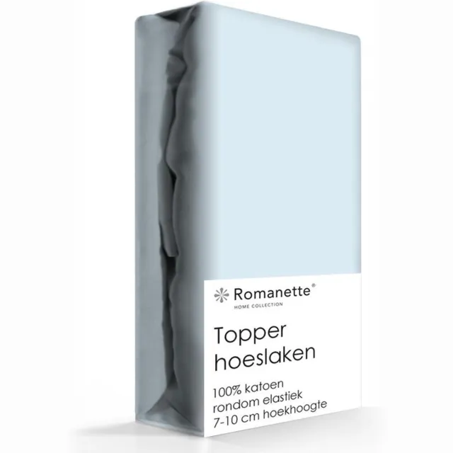 Romanette topper hoeslaken - Blue - Lits-jumeaux (160x200 cm) Blauw