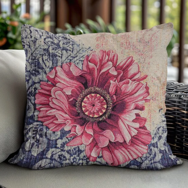 Jedeka Gobelin Kussenhoes 45x45 cm - Romant Pioenrozen Multicolor
