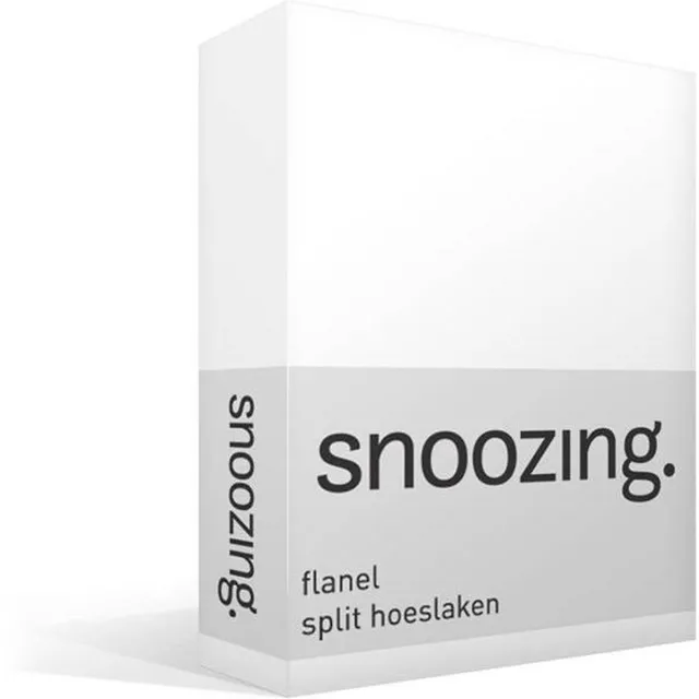 Snoozing Flanel - Split-topper - Hoeslaken - Lits-jumeaux - 200x200 cm - Wit