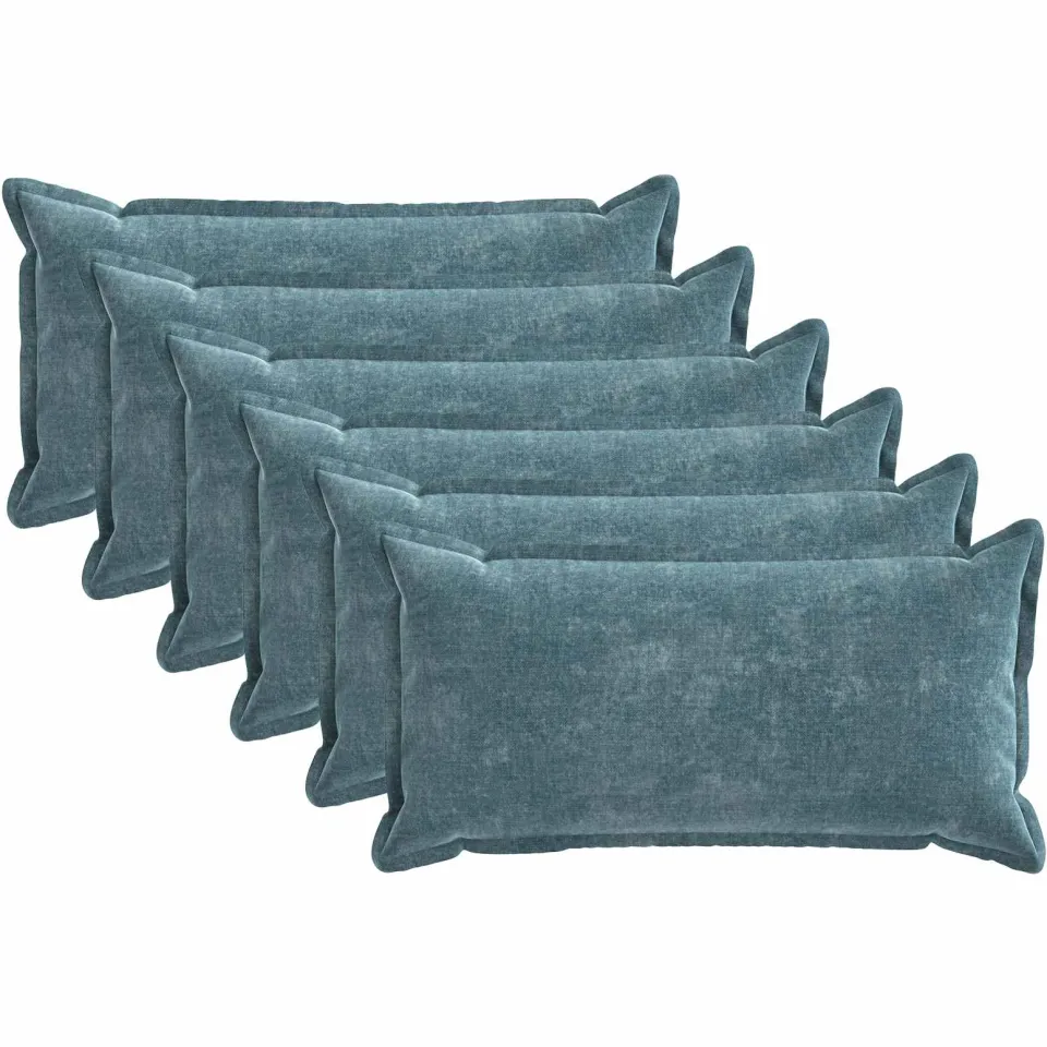 vidaXL Kussensloop 6 st HOUTEN Blauw 40 x 70 cm Chenille Stof, foto 3