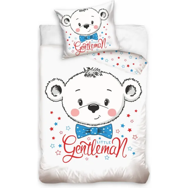 Carbotex Little Gentleman - Dekbedovertrek Beer - 140 X 200 Cm - 100% katoen Wit