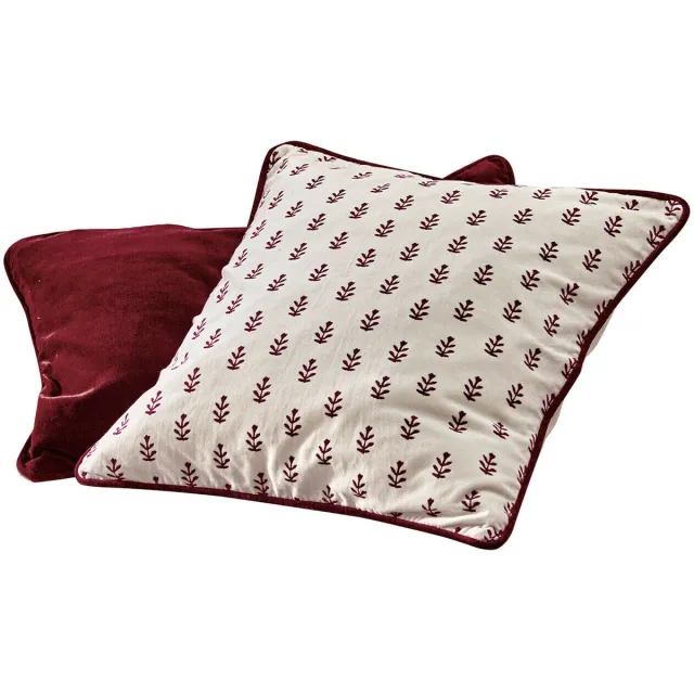 Loberon Kussenhoes set van 2 Eilira donkerrood/beige