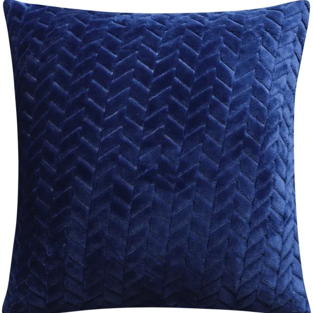 MEBLE ODNOWA Luxe Velvet Sierkussenhoes – Visgraat Motief – Marineblauw – 40x40 cm – Dik Fluweel – Met Rits – OEKO-TEX Gecertificeerd – Wasbaar