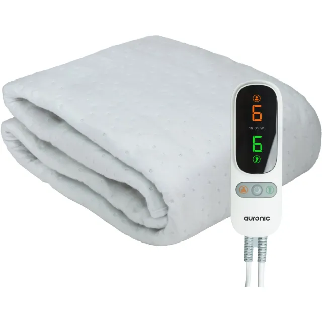 Auronic Elektrische Onderdeken XL - 190x90cm - 1 Persoons - 2 Warmtezones - Verwarmingsdeken - Wit