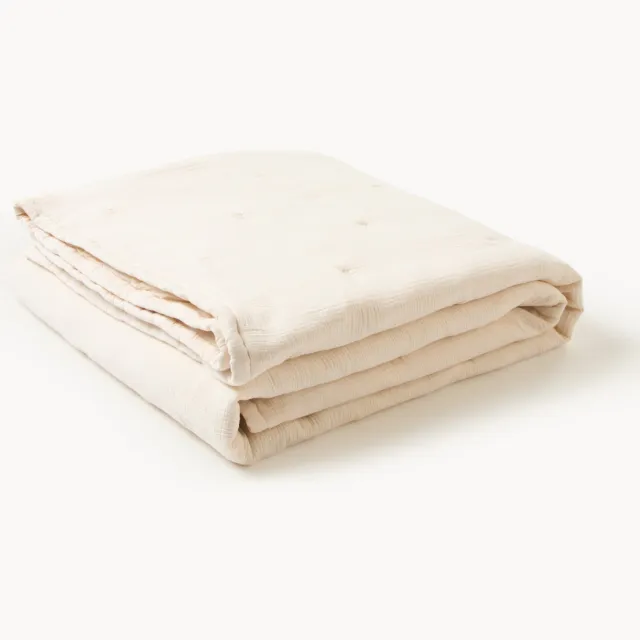 Westwing Collection Gewatteerde katoenen bedsprei Astra Wit
