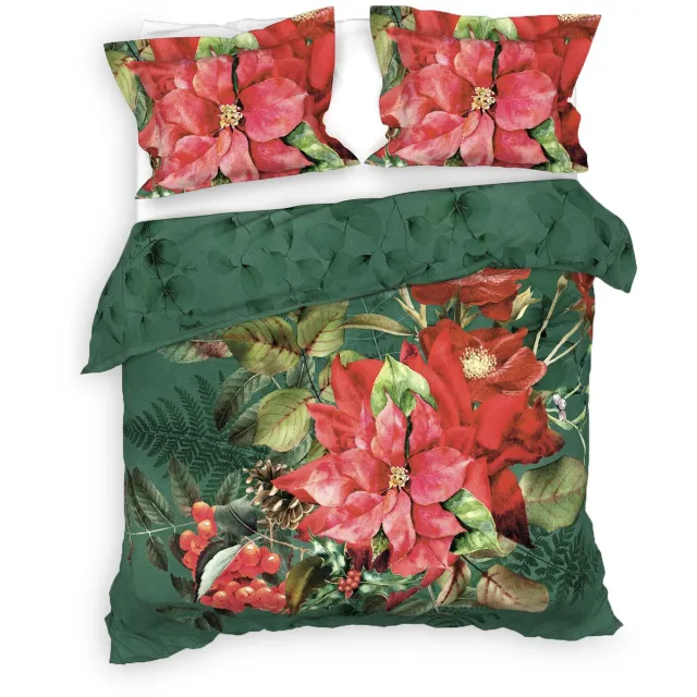 Heckettlane Castor Dekbedovertrek - Lits-Jumeaux - Extra Breed- Dekbedovertrek van 100% Katoen-Satijn - 260x200-220 cm - Groen