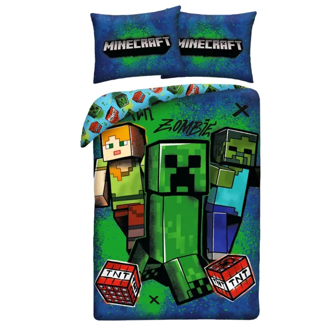Minecraft Dekbedovertrek Zombie Creeper - 140 x 200 + 70 x 90 cm - Polyester Multi