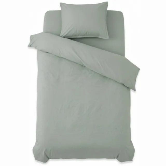 Tuur Dekbedovertrek 140x220 cm - Percale Biokatoen GOTS - Wit Peaceful Green