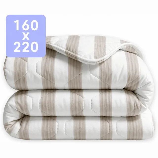 Happybed Dekbed zonder overtrek 160x220 - 100% Katoen - Wasbaar Dekbed - Bedrukt dekbed zonder hoes - Hoesloos Dekbed - Twijfelaar dekbed - Stripes Melange