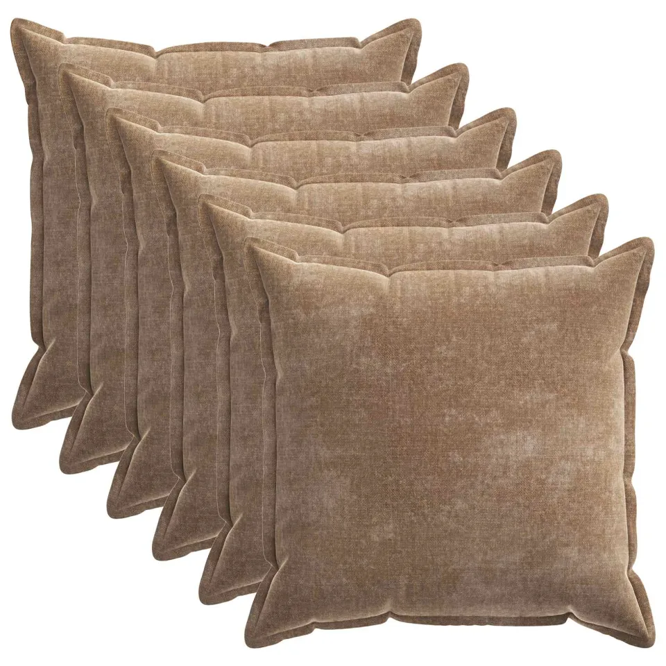 vidaXL Kussensloop 6 st HOUTEN Bruin 55 x 55 cm Chenille Stof, foto 3