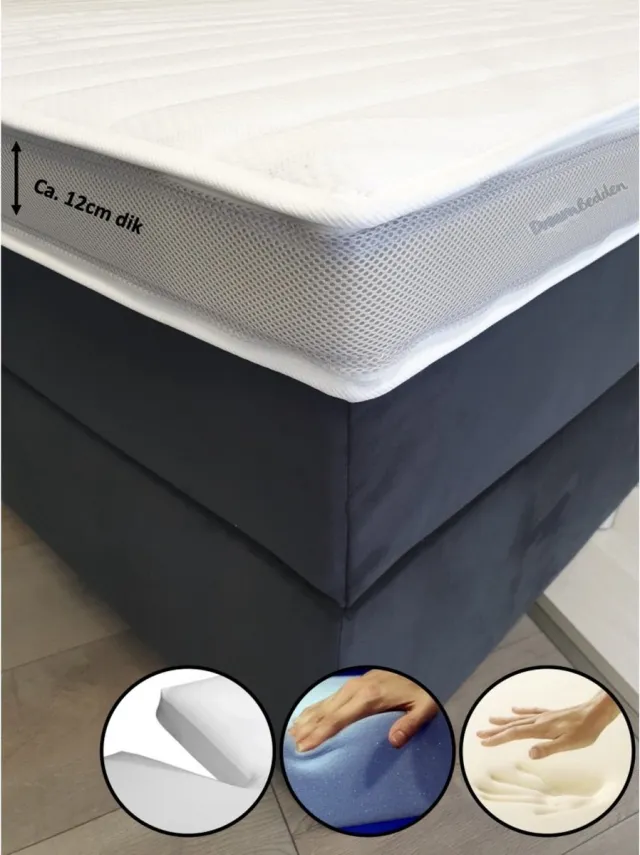 dreambedden Splitopper 200x210 - 2-zijdig - HR60 koudschuim - Nasa Traagschuim - Prestige Aegis - Anti Allergie - Ca. 12cm dik wit