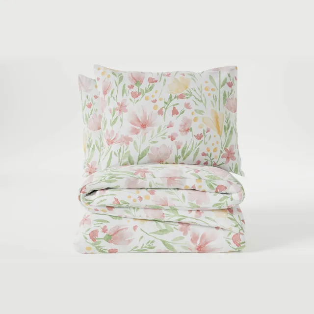 W dekbedovertrek katoen-polyester bloemenprint Multi