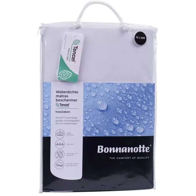 Bonnanotte Gilder waterdicht Tencel hoeslaken/molton 70cm x 150cm wit