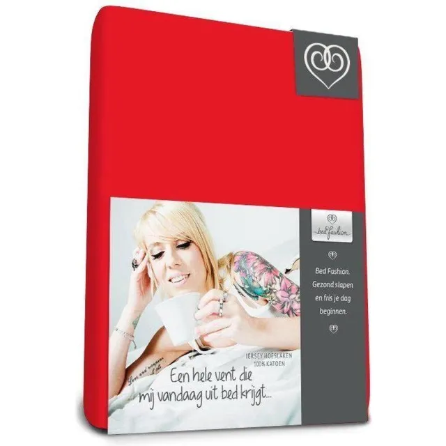 Bed-Fashion jersey hoeslaken Rood - 90 x 210 cm - Rood