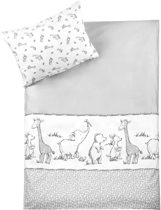Unyqoos Hoogwaardig beddengoed met safarimotief voor baby- en kinderbedden wit