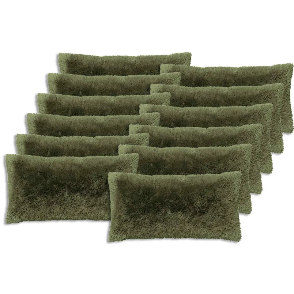 vidaXL Kussensloop 12 st HEERLEN Groen 40 x 80 cm PV Fleece, foto 3