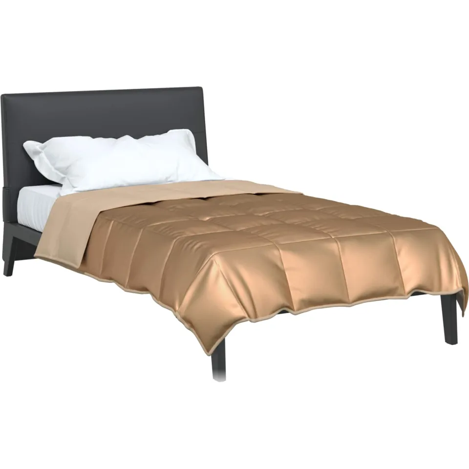 vidaXL Zomer Dekbed 140 x 220 cm 200 gsm Satijn en microvezel Goud, foto 2