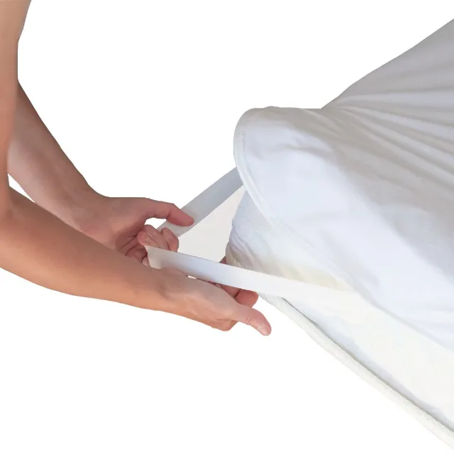 Famanu Matrasbeschermer 160 x 200 cm, waterdicht, met 4 elastische banden, ultradun en robuust, matrasbeschermer van 100% jersey, ademend en absorberend Wit