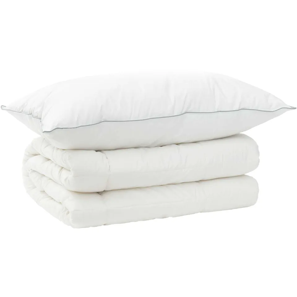 vidaXL Dekbed en Kussen Set 2 st 135x200 cm 4 seizoenen 350 GSM Wol wit, foto 4