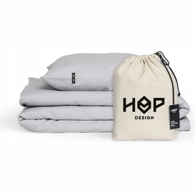 HOP Design Katoenen Dekbedovertrekset Lichtgrijs