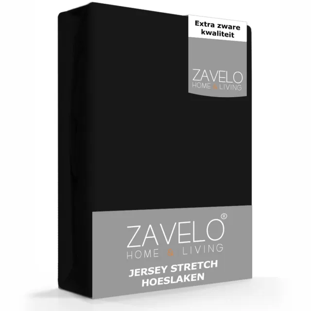 Zavelo Jersey Hoeslaken Zwart-1-persoons (80/90x200 cm)