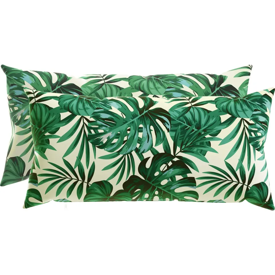 vidaXL Kussensloop 2 st HEERLEN Bladpatroon 40 x 70 cm Polyester Groen