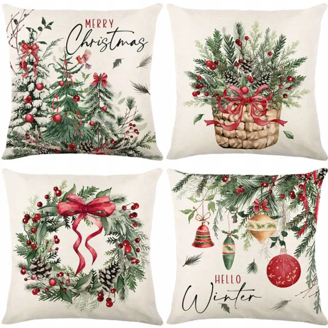 MartiCo Kerst Kussenhoezen Set van 4 - Decoratief voor de Feestdagen - 45x45cm Red