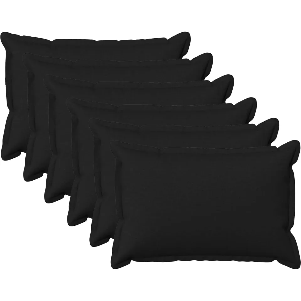 vidaXL Kussensloop 6 st HOUTEN Zwart 40 x 60 cm Faux Linnen, foto 3