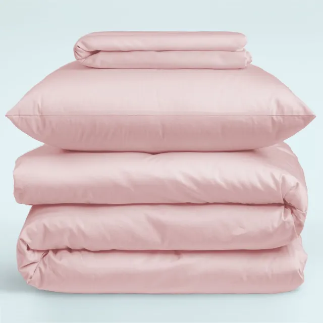 Nordic Paradise Luxe Katoen Satijnen Dekbedovertrek Set - 200x200 cm + 2 kussenslopen 50x60 cm - Zacht Roze