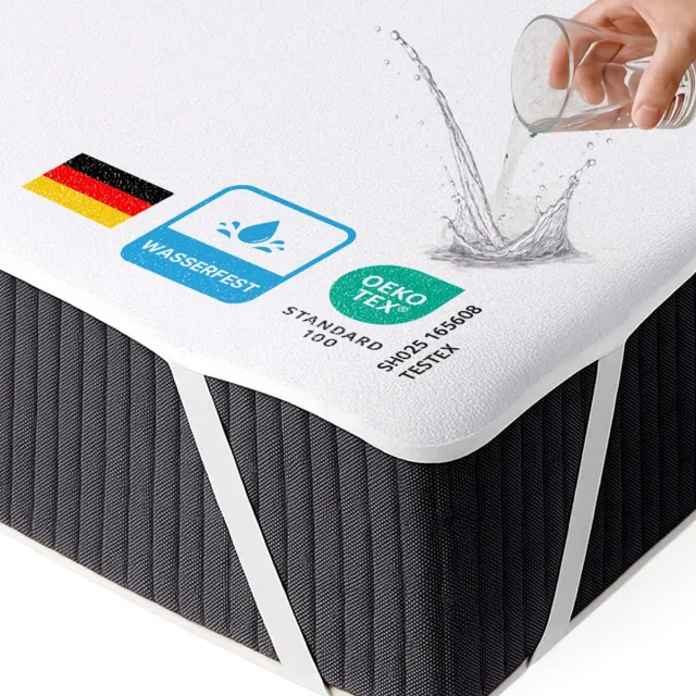 MKS. Matrasbeschermers 180x200 cm – Waterdichte Matrasbeschermer met Rondom Elastiek – Hoeslakenbadstof Matrashoes – Ademend – 80% Katoen – Wasbaar – Wit