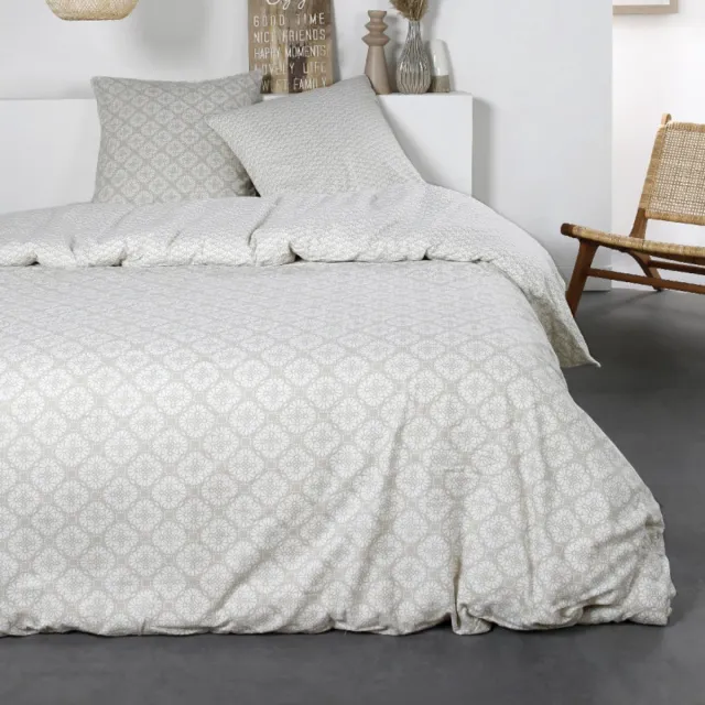 Today Flanel dekbedovertrek - 260x220/240 - mozaiek beige