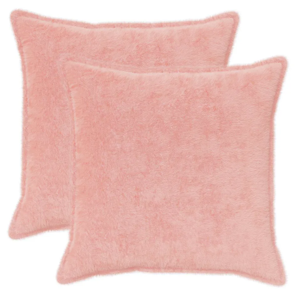 vidaXL Kussensloop 2 st HOUTEN Roze 55 x 55 cm Nep Konijnenbont, foto 3