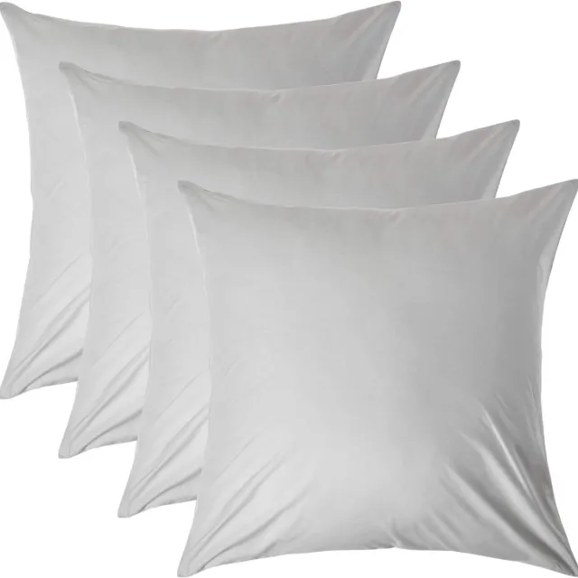 Homescapes Kussensloop 80x80 cm Set van 4 – Zilvergrijs – 100% Egyptisch Perkal Katoen – 200 TC