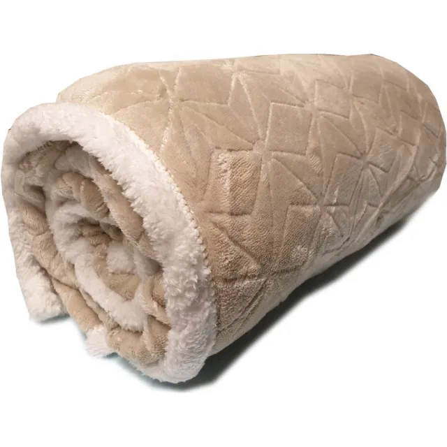 Better Nights Plaid - Zeni Beige - 150x200 - Sherpa - Beige - Fluffy - 100% Polyester - Fake flannel