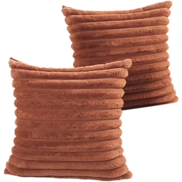 REDOM Kussenhoes / Kussensloop 2 Stuks 50 x 50 cm – Zacht en Fluffy – Verborgen Rits – Decoratieve Kwastjes – Slaapkamer Woonkamer – Pluche – Koffiebruin