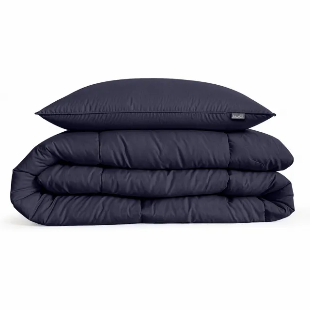 Eleganzzz Eazy Dekbed zonder Overtrek Inclusief Kussensloop Dark Blue 140x200cm - Donkerblauw Dekbed - Wasbaar Dekbed - Hoesloos Dekbed - All Year Dekbed - Eenpersoons Dekbed Donker blauw
